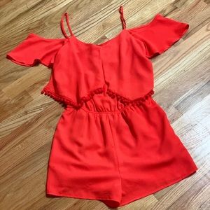 Karlie Orange Open Shoulder Romper